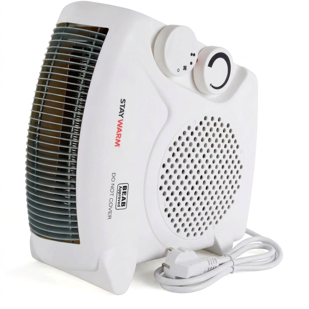 STAYWARM 2000W Dual Fan Heater, Upright & Flatbed, White - Gomix Brands Outlet